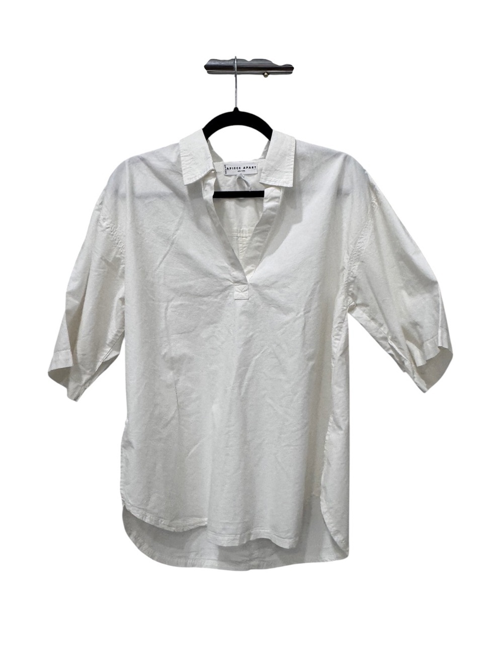 A Piece Apart Organic Cotton White Popover Collared Short Sleeve Blouse Sz Small